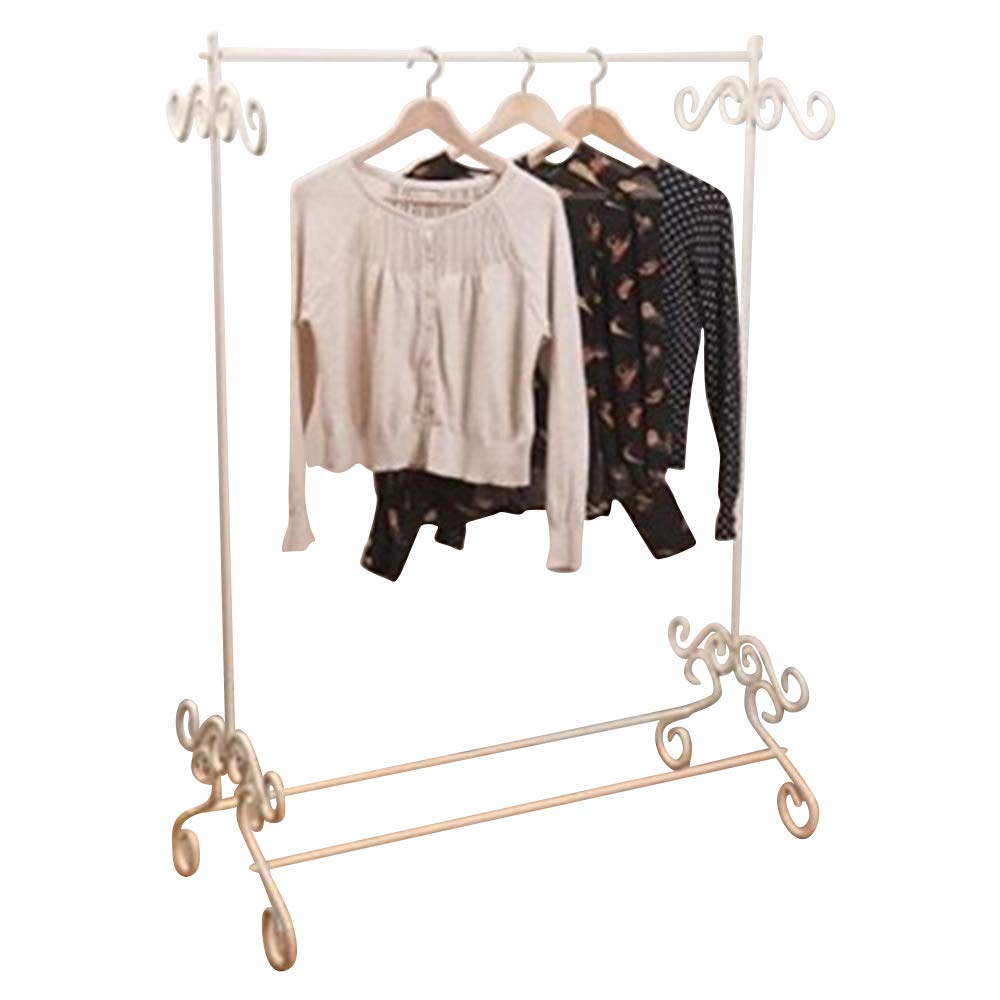 vintage metal clothes rail clothing stand chic ornate bedroom in Cream