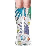 Unisex Knee High Long Socks Eyeball Hands Bone Over