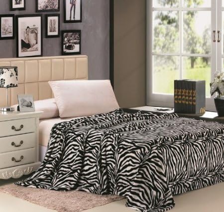 Microplush Zebra Print Blanket 102"x86" Fits Queen-king