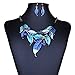 Moxeay Crystal Vintage Flower Rhinestone Leaves Necklace Choker Bib Statement Chunky Collar Chain Gift (Blue)