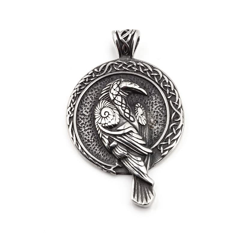 southbankstore Nordic Viking Raven Totem Pendant Necklace Black Bird Crow Chain Necklaces for Women Men Punk Talisman Amulet Jewelry Gift