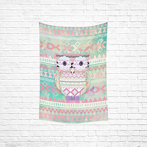 InterestPrint Custom Aztec Background Owl Cotton Linen Bedspread Dorm Decor Wall Hanging Tapestry 40x60 inch