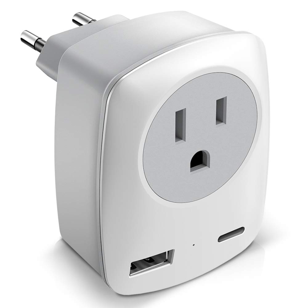 Photo 1 of European Travel Plug Adapter with USB-C Charging Port (NOT for UK) Europe Outlet Converter for Spain France German Greece Iceland, Electric Adaptor USB Wall Charger for iPhone iPad Tablet Laptop