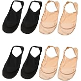 Alunsito 4 Pairs No Show Slingback Socks Ultra Low Cut Liner Socks With Sling No Show Half Socks For Heels