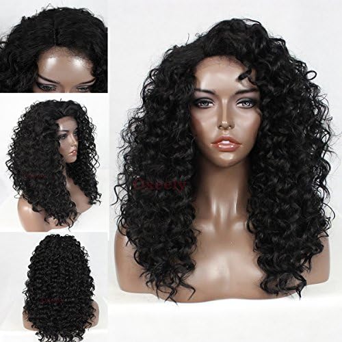Oxeely Black Kinky Curly Hair Synthetic Lace Front Wigs Glueless Heat Resistant Synthetic Wigs for Women 20