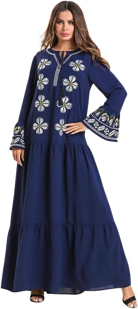 Holywin Women MyBatua Abaya Printed Jilbab Islamic Clothing Maxi Muslim Dress Beach Dresses Kaftan Size Maxi Dress