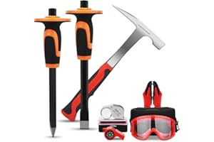 A peerless shovel 8 PCS Geology Rock Pick Equipment Kit,21oz Hammer and 2 Rock Digging chisels with Protective Caps,Digging Chisel Set,Gold mining and exploration equipment (red)