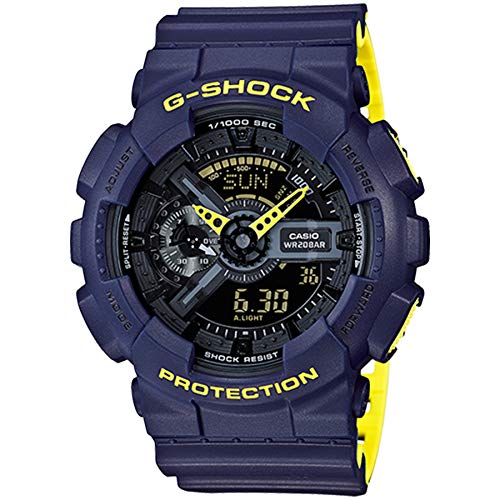 Casio G-Shock GA110LN-2A Anti-Magnetic Resin Men's Watch (Navy Blue/Neon Yellow)