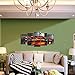 GEVES Framed Wall Art Picture 5 Panels Cool Orange Sports Car Giclee Canvas Print Paintings for Living Room Ready to Hang Home Decor