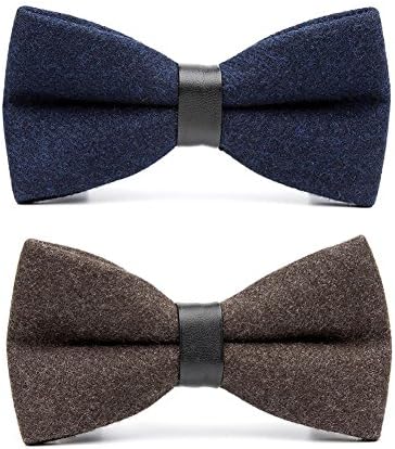Qobod unique pre-tied bow tie mens Adjustable Length Large wool Necktie knot tuxedo bow ties suit pack 2