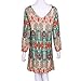 Women Dress,Haoricu Fall Women Retro National Wind Loose Round Neck Dress Clothes (XXXL, Green)