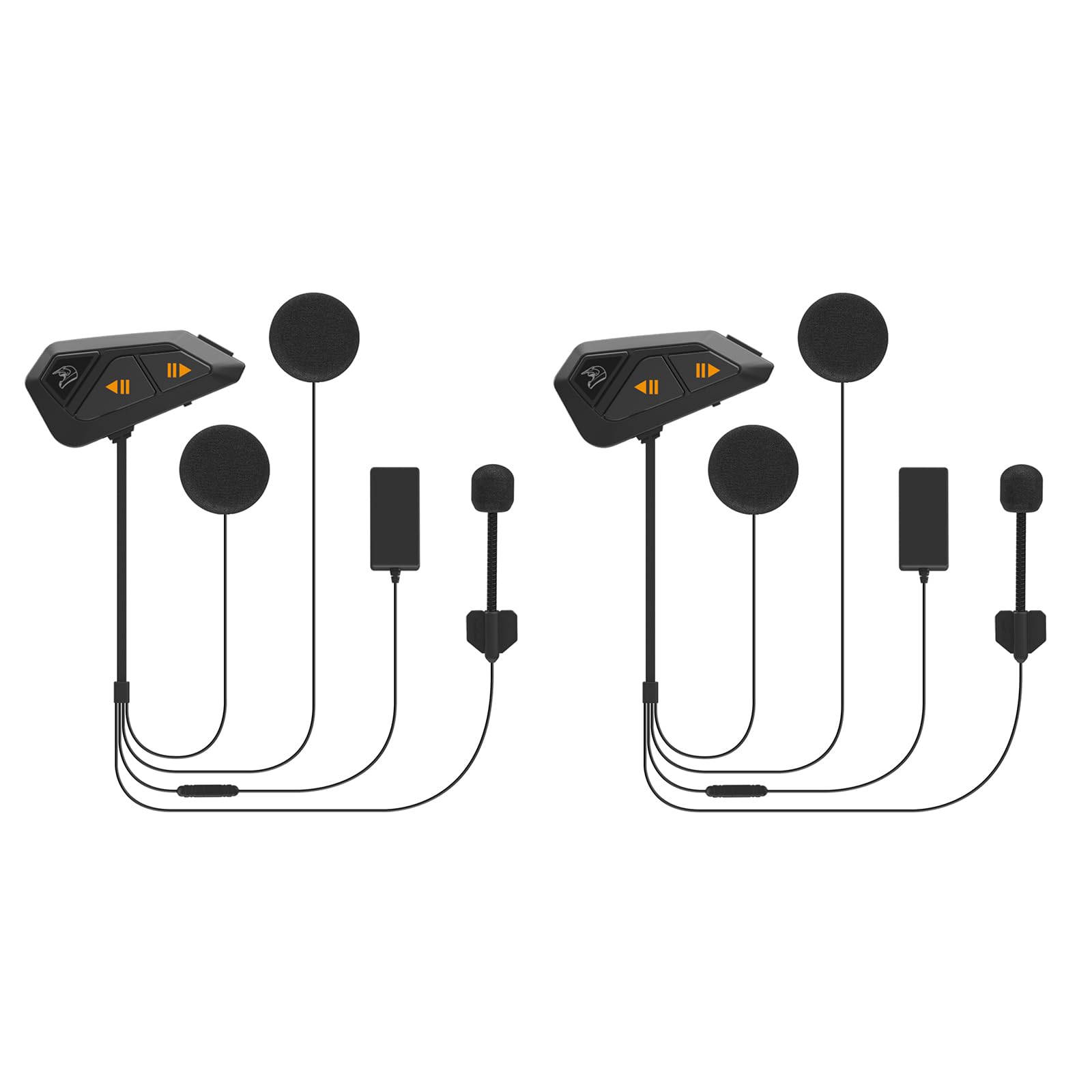 FreedConn FG Motorcycle Helmet Bluetooth Headset Intercom 2 Pack with Music Share, Universal 1200m 6 Riders Motorbike Group Communication System Ultra-Thin with Hard Mic/Noise Cancellation/Waterproof