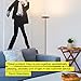 Brightech Sky Flux Dimmable LED Floor Lamp – Super Bright Floor Lamp for Living Room and Offices – Torchiere Standing Lamp with 3 Light Options, Tall Lamp for Bedroom Reading and More - Nickel