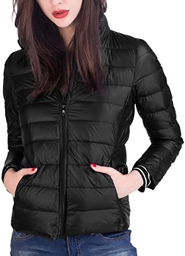 SeaFever Down Jackets for Women 90% White Duck Down Ultra Light Winter Coats Black XL