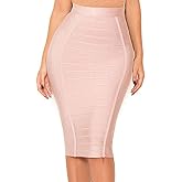 Nayssi Women's High Waist Wear to Work Pencil Skirt Bandage Bodycon Midi Skirt