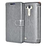 Mulbess LG G3 Wallet Case - LG G3 Leather Case PU - Ultra Slim - Credit Card Slot - Leather Flip Case for LG G3 - Gray