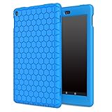 MoKo Case for All-New Amazon Fire HD 8 (2016 6th Generation) - [Honey Comb Series] Light Weight Soft Silicone Back Cover [Kids Friendly] for Fire HD 8 Tablet (6th Gen, 2016 release Only), Blue