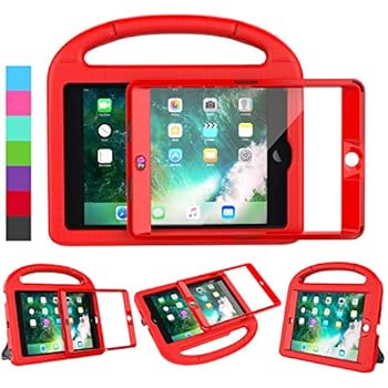LEDNICEKER Kids Case Built-in Screen Protector for iPad Mini 1 2 3 - Shockproof Handle Kidproof Friendly Foldable Stand Child Case for iPad Mini 1st 2nd 3rd Generation - Red
