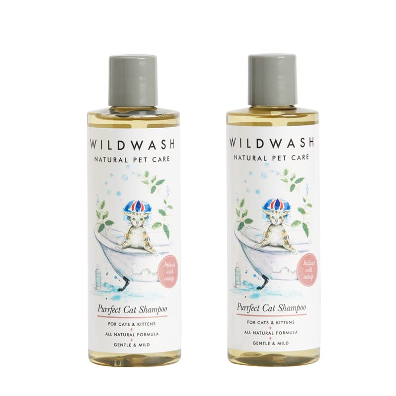 Wildwash Purrfect Cat Shampoo 250ml Duo Set- Makes Bathtime Fun Time, Adds Shine and Luminosity to Dull Hair - Natural, Sulphate and Paraben-Free for Sensitive Skin