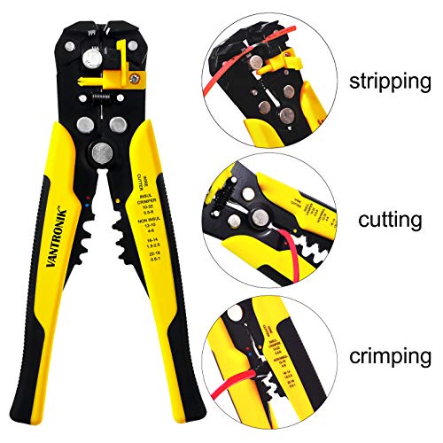 VANTRONIK Wire Stripper Crimper Cutter Self-Adjusting for wires from 10 AWG to 24 AWG 3 in 1