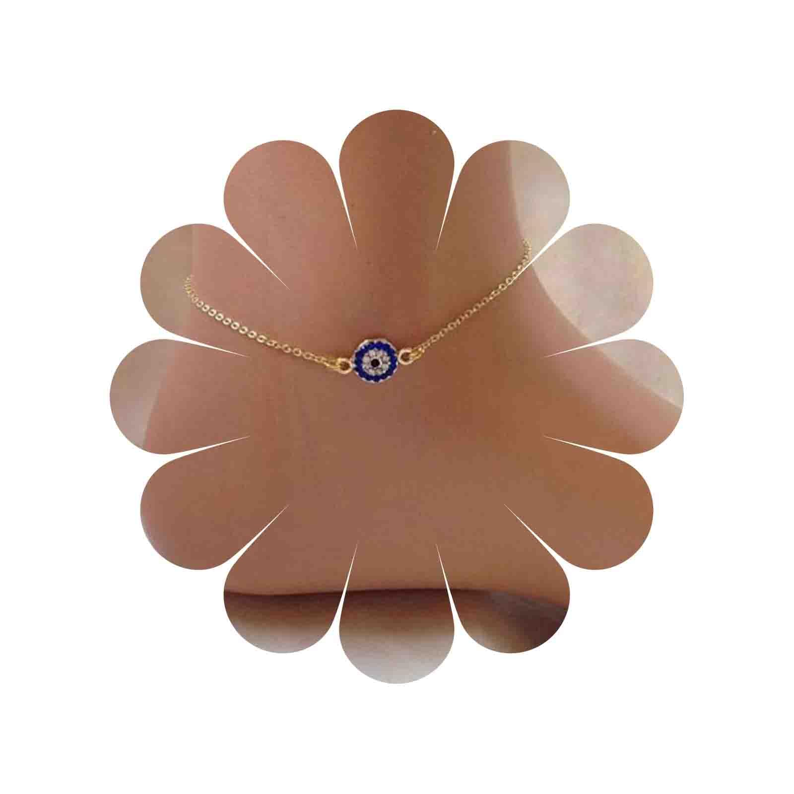 Yienate Beach Anklets Simple Alloy Eye Pendant Anklet Foot Jewelry for Women and Girls (Gold)