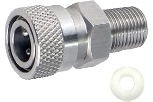 HMKUGO 1/8 BSPP Male to 8MM Female Quick-Disconnect Connector Adapter, Stainless Steel, PCP Paintball Charging Fittings with Sealing O-Ring