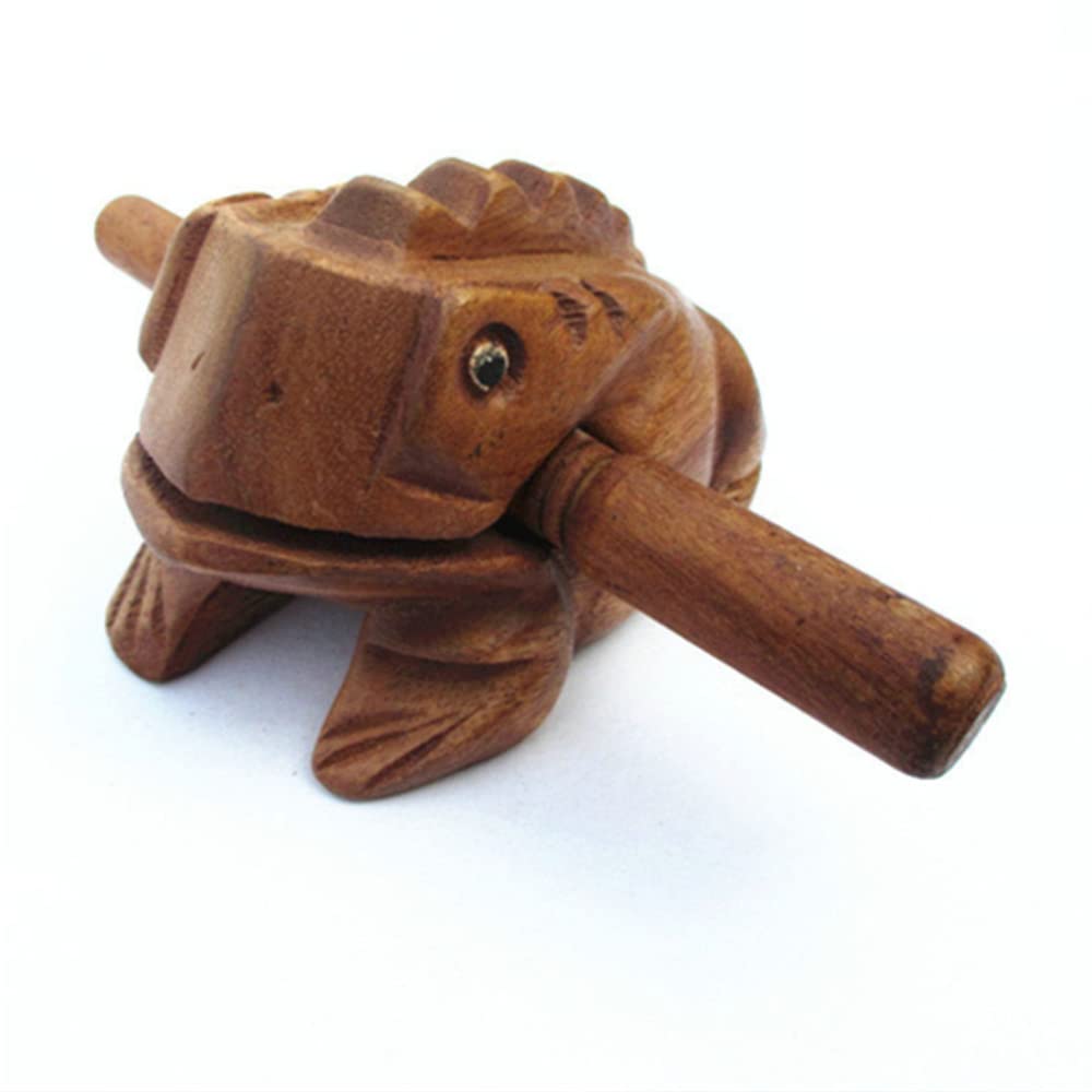 CQADSC 1 PCS Wooden Frog Mini Wooden Frog Croaking Percussion Instrument Musical Instrument Croaking for All Ages（2.75*1.96*1.96 inches）