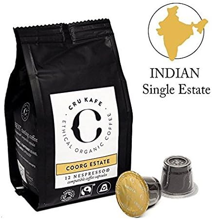 CRU Kafe Nespresso Compatible Pods Organic Fair-Trade Coffee - Coorg Estate (96 Pods)