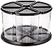 Deflecto Rotating Carousel Organizer, 360 Spin, 6-Canister Configuration, Removable, Clear, Black Lids, 11-1/8