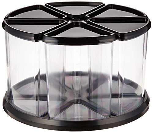 Deflecto 39000104 Six-canister carousel organizer, 6 clear canisters, black lids