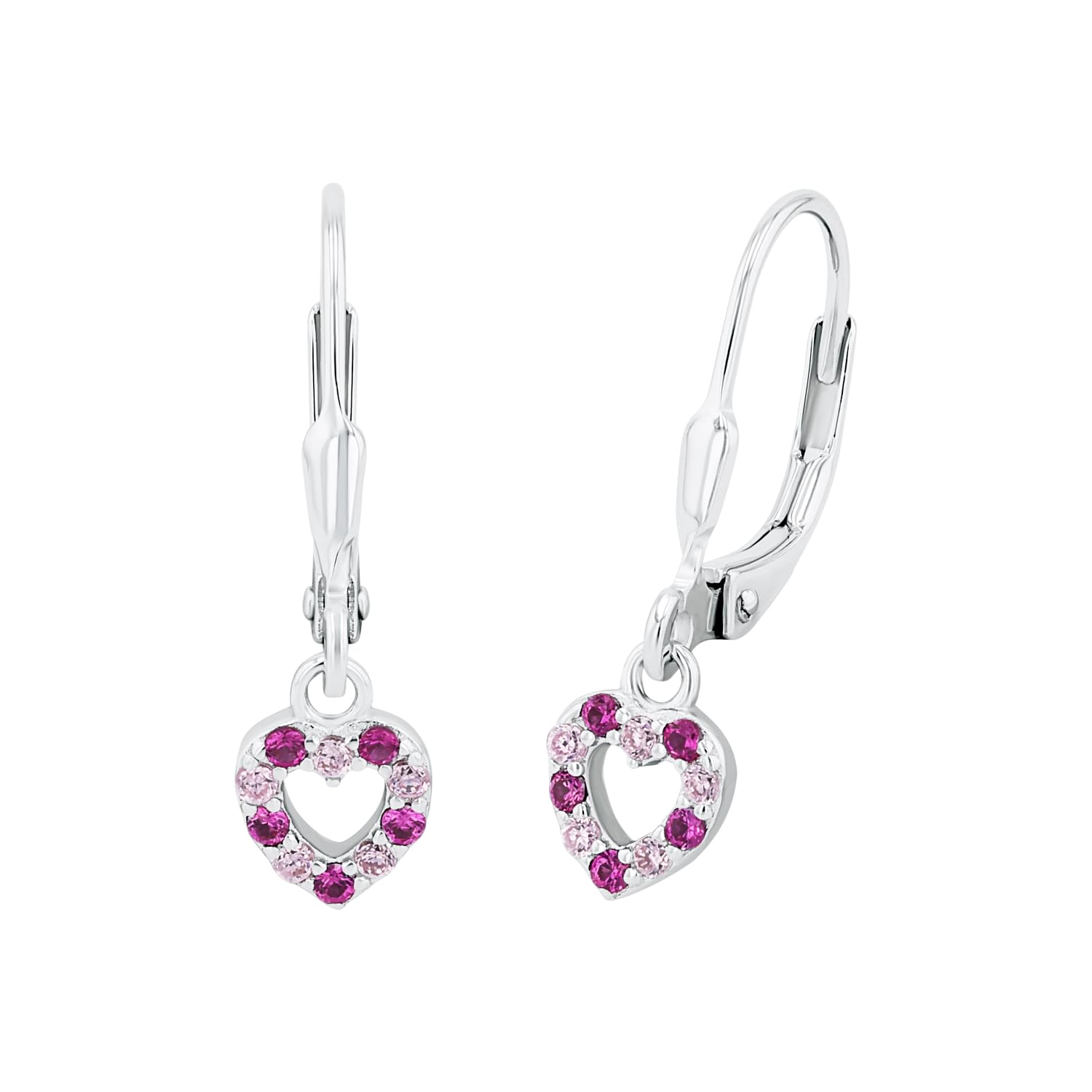 Prinzessin Lillifee earrings 925 Sterling silver girls' children's earrings, with zirconia synth., 2.1 cm, silver, heart, comes in jewelry gift box 9082650 โ image 1