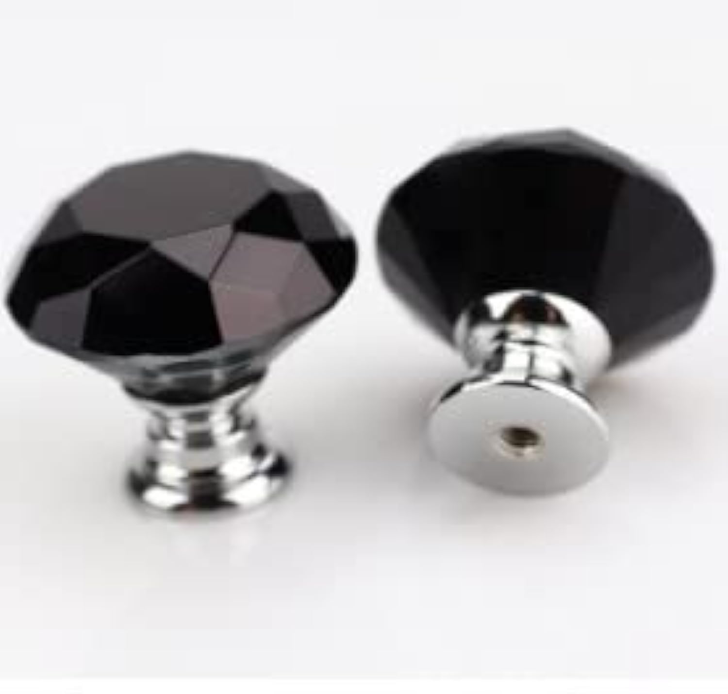 MACHSWON 2 PCS 40mm Black Crystal Cabinet Door Knobs Cupboard Dresser Drawer Pull Handles with M4*22mm Screws