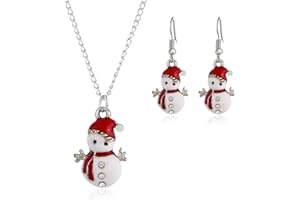 DTJA Christmas Jewelry Set Gifts for Womens Girls Teens Gold Plated Tiny Small Cute Dainty CZ Drop Dangle Hook Earrings Crystal Pendant Choker Necklace Thanksgiving