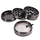 ETvalley Tobacco and Spice Grinder-Chromium Metal Design-Pollen Catcher- 4 Parts 2.5 Inches Diameter-Color Silver with Plastic Scrapper