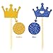 72pcs Gold Glitter Crown Cupcake Toppers and Wrappers for Baby Shower Birthday Wedding Party Decorations
