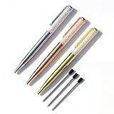 Crystal Pen, 3 Pcs Rose Gold Pen Metal Ballpoint Pen Bling Diamond Pens with 3 Extra Black Refills for Office Supplies (3pcs Pens)