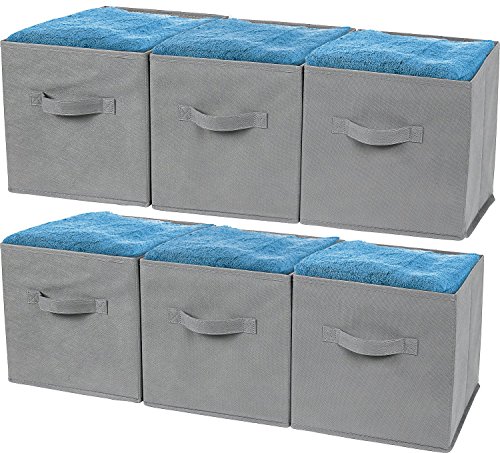 Greenco Foldable Storage Cubes Non-woven Fabric -6 Pack-(Gray)