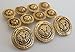 11 Pieces Set of Shank Style Fashion Buttons for Single Breasted Blazers, Sport Coats, Jackets & UniformsTIQUE Gold Finished ~Crowned Eagle Crest~ Metal B