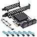 QNINE PCIe SATA Card 6 Port with 6 SATA Cables and a SATA Power Splitter Cable, 6 Gb/s PCIe SATA Controller Expression Card with Low Profile Bracket, Boot as System Disk, Support 6 SATA 3.0 Devices