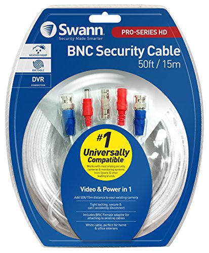 Swann 15m/50ft BNC 960H/AHD/TVI Extension Surveillance Camera Cable, White (SWPRO-15MTVF-GL)