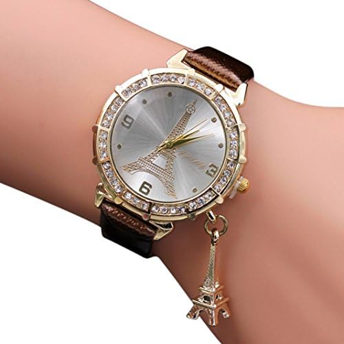 Fullfun Women Wrist Watch With The Eiffel Tower Rhinestone Pendant (B)