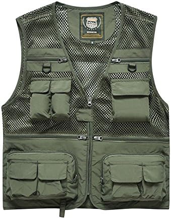 Flyani Men's Mesh Breathable Fishing Vest Multi-pockets Photography Journalist's Coat Quick-dry Jacket