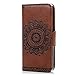 iPhone SE,iPhone 5 5S Wallet Case MOLLYCOOCLE Embossed Flower Wallet with Stand Premium PU Leather Skin Cover Magnetic Flip Folio TPU Bumper for iPhone SE 5 5S & Bling Butterfly Dust Plug,Brown