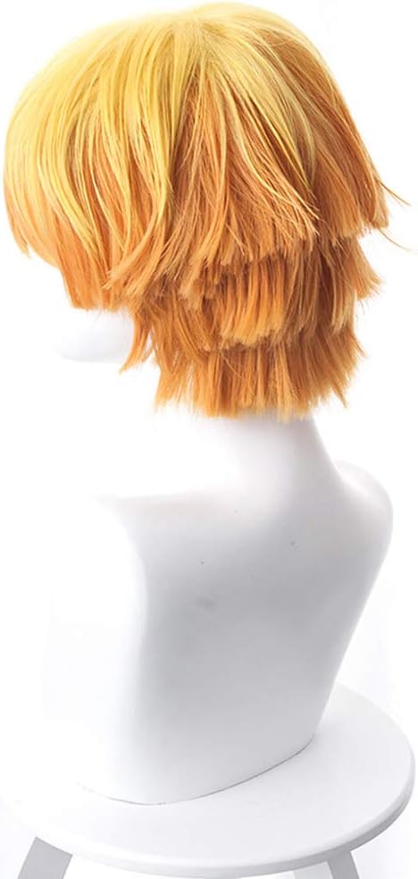 鬼滅の刃 きめつのやいば 我妻善逸 あがつまぜんいつ かつら コスプレ ウィッグネット付属