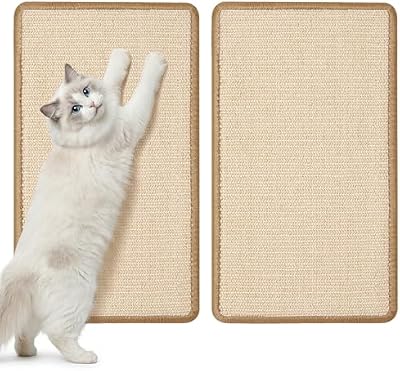 Pacote de 2 tapetes de arranhador de sisal para gatos, tapete natural de arranhão para gatos 50x30cm, tapete para arranhar gatos, acessórios para iniciantes e animais de estimação, cor creme