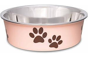 Loving Pets Bella Dog Bowls- Stainless Steel Dog & Cat Bowls - Spill Proof Dog Food Bowl, Cat Bowl, Puppy Essentials & Pet Supplies Great for Home & Travel (Small 10-20 lbs, Paparazzi Pink)