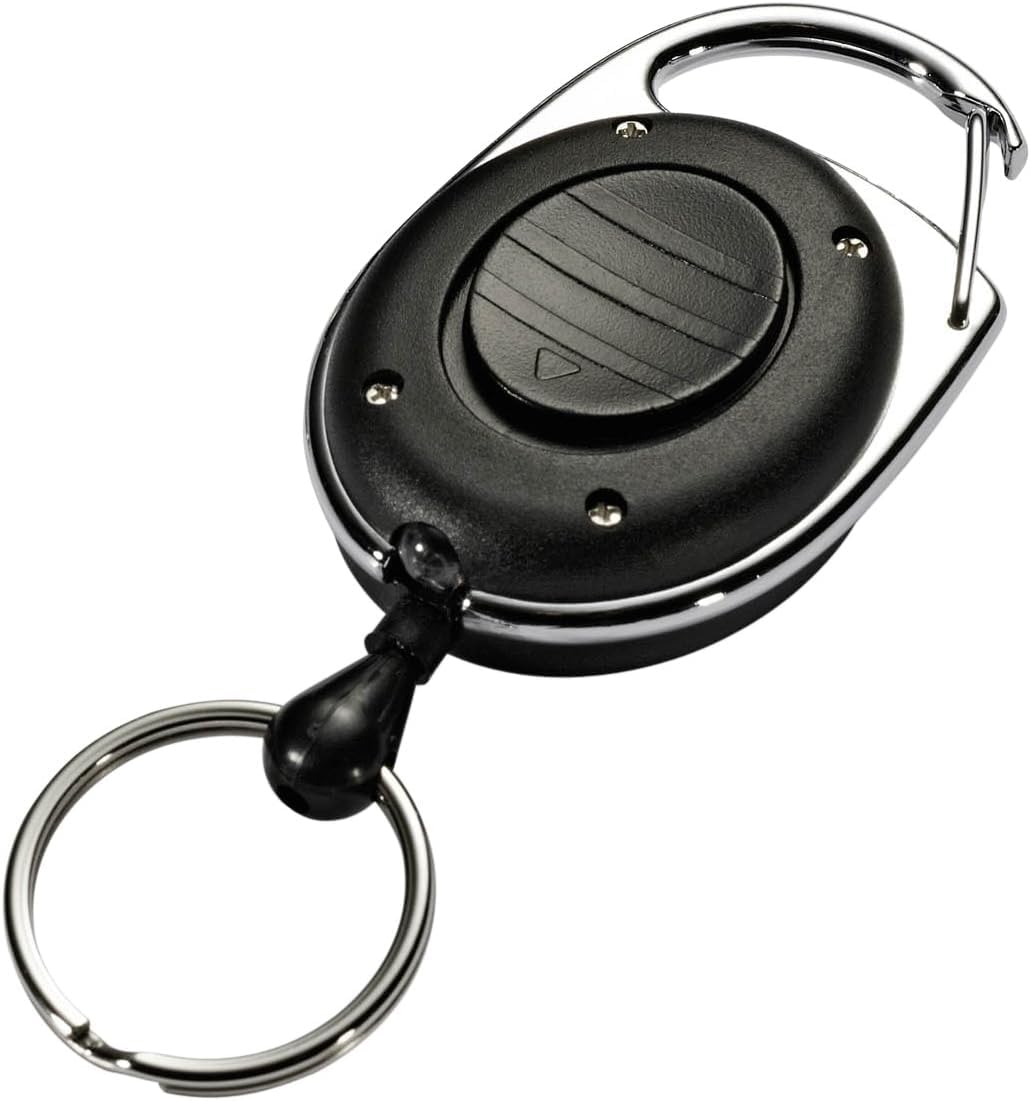 Durable LED Secure Retractable Clip Badge Reel for ID and Keys - Black - Pack of 1 - Perfect for Keeping Important Keys Securely Attached