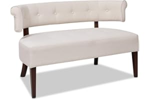 Jennifer Taylor Home Jared Roll Arm Upholstered Tufted Entryway Bench with Back Settee
