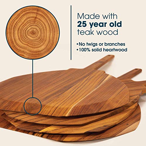 Wooden Pizza Peel Made of Teak, Pizza Spatula Paddle for Baking 2oz