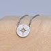 HUAN XUN Stainless Steel Silver Karma Compass Necklace Dainty Chain, 16